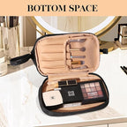 Abiudeng Large Capacity Makeup Bag Ladies Cosmetic Bag Travel Bag with Compartments Portable PU Leather Travel Makeup Bag with Handle