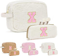 for Christmas Day Gifts, Travel Makeup Bag for Women, Initial Make Up Bag Set for 6 7 8 9 10 11 12 13 Years Old Kids Tween Girls, Large Cosmetic Skincare Bags for Birthday Gifts, White X