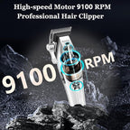 KEMEI 1798 Professional Hair Clippers for Men, 9100 RPM Cordless Barber Clippers with Full Metal Body, 3000 mAh Hair Trimmer with LED Display, Ceramic and DLC Blades