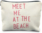 Beach Makeup Bag, Cosmetic Bags, Meet Me at the Beach, Beach Gifts for Women, Travel Makeup Pouch