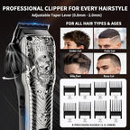Professional Cordless Mens Hair Clippers & Beard Trimmer Kits & Sets,Metal Hair Clippers Cutting Grooming Kit with Long Battery Life for Family Barber Use (Gray)