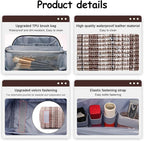 BOYATU Travel Makeup Bag for Women: Large Capacity Open Flat Make up Bag Set of 3 - Vegan Leather Cosmetic Bag with Compartments - Waterproof Toiletry Bag with Handle & Divider(I-5-Brown)