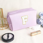 Gifts for Girls Initial Makeup Bag Personalized Cosmetic Bag with Zipper Cute Travel Toiletry Bag Waterproof PU Preppy Makeup Pouch Birthday Gift for Teen Girls Women(Purple F)