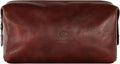 Time Resistance Leather Toiletry Bag Cosmetic Case Italian Classy Dopp Kit