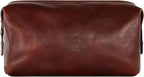Time Resistance Leather Toiletry Bag Cosmetic Case Italian Classy Dopp Kit