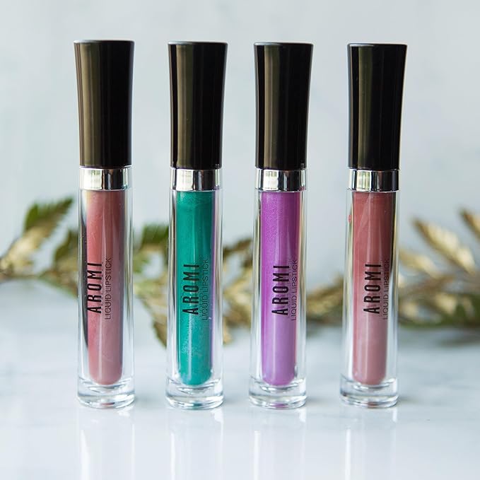 Aromi Green Metallic Liquid Lipstick | Turquoise, Teal-Green Lip Color with Shimmery Finish, Vegan, Cruelty-free, Long-lasting, Smudge Proof, Handmade (Mermaid Tail)