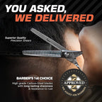 Professional Thinning Shears 6 Inch with Extremely Sharp Blades, 440C Steel Thinning Scissors, Durable, Smooth Motion & Fine Cut, Hair Scissors with Elegant Sheath, Cleaning Leather & Key