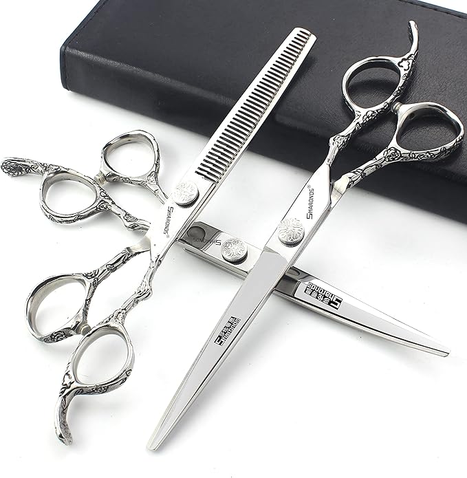 6/7/8 inch Personalized Rose Print Hair Clipper Set (Scissors Set) (7 inch-3pc-A)