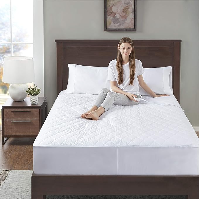 Heated Mattress pad King Size| Dual Control | Electric Bed Warmer W/Adjustable Zone Heating | Fit Up to 15 Inch | 12.5ft Long Cord - 78x80 Inch, White