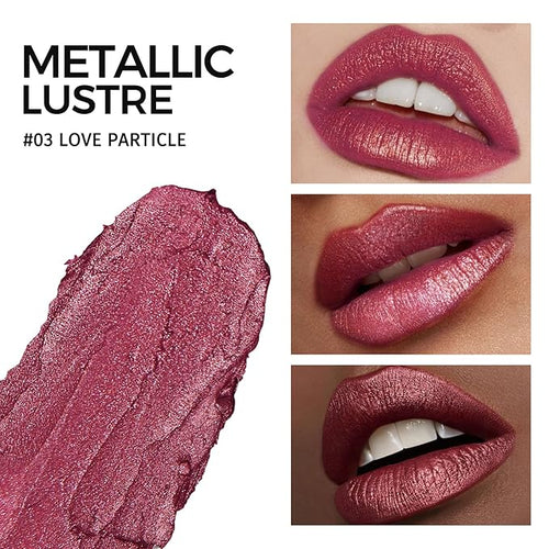 Anglicolor Glitter Metallic Plum Lipstick,High Impact Lipcolor,Lightweight Hydrating Formula Smooth and Non-Sticky,Rose Lipstick For Women,Full-Coverage Lip Makeup (03 LOVE PARTICLE, 4g)