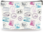 Full Print Makeup Bag - Travel Stamps Theme - Waterproof Cosmetic Bag, Toiletry Bag, Gift For Girls, Besties, Personal Care & Accessories - A22