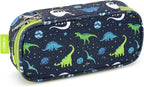 mibasies Boys Pencil Case for Kids, Multi-Slot Pencil Pouch, Galaxy Dinosaur Blue