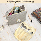 Travel Makeup Bag Christmas Gifts for Women Girl Teens, Personalized Initial Makeup Bag for Cute Teen Girls, Preppy Stuff Toiletry Bag Cosmetic Bag, Teen Girls Gift Trendy Stuff, Letter N
