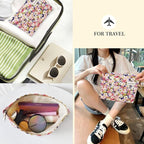 STARDW Aesthetic Floral Makeup Bag Cute Small Cosmetic Bags for Women Girls, Travel Toiletry Bag Large Capacity Zipper Makeup Pouch, Purse Organizer Pouches (Colorful Daisies)