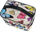 Makeup Bag, Vintage Butterfly Hand Written Text Travel Makeup Organizer Bag Cosmetic Cases Toiletry Bags for Girl Women Ladies