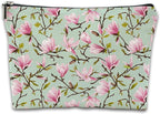 Magnolia Flowers Cosmetic Bag Mini Portable Travel Toiletry Bag Organizer Makeup Brushes Aesthetic Accessories Waterproof Storage Bag for Women