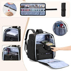 BAFASO Makeup Backpack with 4 Removable Pouches & 1 Brush Bag, Travel Makeup Case with Multiple Storage Spaces for Hair Supplies, Black