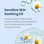 SURMEDIC AZULENE Soothing Trial Kit, Korean Skincare, Airplane-Friendly Travel Size Mini Set, Facitl Kit Gift for Women with Moisturizer, Cleanser, Toner, Ampoule, Cream