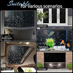 rabbitgoo Window Privacy Film Rainbow Film Decorative Window Sticker, 3D Static Stained Glass Cling Tint for Room Darkening Day Sleep, Black, 17.5 x 78.7 inches