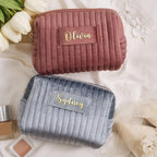 Personalized Makeup Bag, Black Velvet Custom Name Travel Makeup Bag for Women Teen Girls Birthday Gifts Mothers Day Gifts for Mom