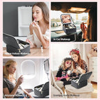 Travel Makeup Bag with LED Mirror – Waterproof Cosmetic Train Case with Adjustable Dividers, Portable Makeup Organizer and Toiletry Bag for Women, Teens & Girls Gift, Black