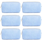 SOIDRAM 6PCS Bridesmaid Proposal Gifts Corduroy Blue makeup bag bulk for Wedding Party Favors Bachelorette party decorations Toiletry Organizer Bag Cosmetic Case Gift