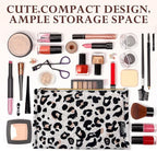 Aosbos Premium Small Makeup Bag, Compact Cosmetic Pouch, Travel-Size Make UP Case for Women, Leopard