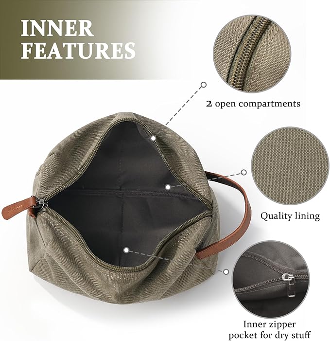 Janhavi Waterproof Make Up Bag, Personalized Initials & Wheat Ear,Travel Essentials Toiletries Men, Men's Accessories Storage, Mens Travel Bag Toiletry,Traveling bags for men(Olive Green Q)