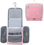 Della Gao Big Capacity Portable Travel Hanging Toiletry Bag Men and Women, Cosmetics Makeup Bag Toiletries Organizer, Water-Resistant Nylon Bathroom Bag, Pink