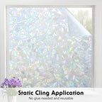 Volcanics Rainbow Window Privacy Film with Installation Tools, Decorative Stained Glass Window Film, Static Cling Heat Control Window Tinting Film Stickers, Grayish Silver, 23.6 x 78.7 inches