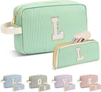 Travel Makeup Bag Christmas Gifts for Women Girl Teens, Personalized Initial Makeup Bag for Cute Teen Girls, Preppy Stuff Toiletry Bag Cosmetic Bag, Teen Girls Gift Trendy Stuff, Letter L