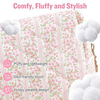 Personalized Quilted Cosmetic Bag, Puffy Monogrammed Christmas Birthday Gifts for Women & Girls, Cute initial Floral Makeup Bag Puffer Coquette Bag, Aesthetic Travel Toiletry Zipper Pouch(Pink,M)