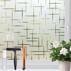 HIDBEA Window Privacy Film, Decorative Staic Cling Frosting Film, Heat Control UV Blocking Non-Adhesive Window Sticker for Home, Cross Pattern,17.5 X 78.7 Inch