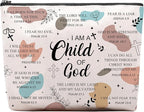 Christian Gifts for Women Makeup Bag, I am a Child of God Religious Goddaughter Gifts, First Communion Gifts, Faith Based Gifts, Baptism Bible Verses Encouraging Makeup Cosmetic Bag Pouch…