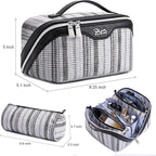 BOYATU Travel Makeup Bag for Women: Large Capacity Open Flat Make up Bag Set of 3 - Vegan Leather Cosmetic Bag with Compartments - Waterproof Toiletry Bag with Handle & Divider(I-2-Black)
