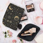 huester Black Golden Sun and Moon Star Witchy Makeup Bag, Moon Make Up Bag, Tarot Cosmetics Bag, Cosmetic Bags Travel Makeup Pouch Astrology Witchy Gifts for Purse Women Girls Sister Mom