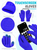 Winter Beanie Hat Scarf Gloves, Warm Fleece Knit Hat Long Scarf Neck Warmer Touch Screen Winter Gloves Set Gifts for Women