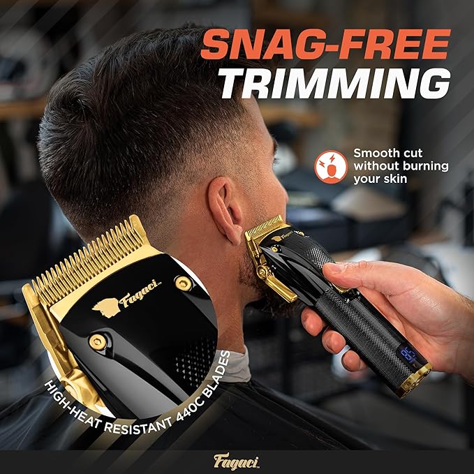 Fagaci Professional Hair Trimmer & Hair Clippers Set with Precise Cutting, Cordless Hair Clippers for Men Professional, Barber Clippers, Hair Trimmers for Men, Hair Clippers Cordless 440C Blades