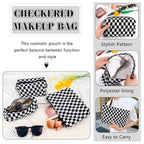 ZLFSRQ 3Pcs Checkered Makeup Bag for Women Large Small Checkered Cosmetic Bag Set Aesthetic Preppy Pencil Case Cute Pencil Pouch Black Makeup Pouch for Purse Travel Toiletry Bags Zipper Skincare Bags
