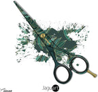Jaguar Exotic Island Jungle Green Hairdressing Scissors, Right Handed Offset Handle, 5.5 Inch