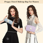 Travel Makeup Bag Christmas Gifts for Women Girl Teens, Personalized Initial Makeup Bag for Cute Teen Girls, Preppy Stuff Toiletry Bag Cosmetic Bag, Teen Girls Gift Trendy Stuff, Letter V