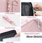 Large Makeup Bag with LED Mirror,Travel Cosmetic Train Case for Makeup Artists,Makeup Organizer Case with Divider Rechargeable Vanity Mirror with 3 Color Lights for Barber,MUA,Nail Tech, Pink