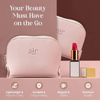 Small Makeup Bag For Purse - Elegant & Compact Cosmetic Pouch For On-The-Go Beauty - Travel Essentials (Gray) - (Pink)