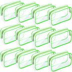 Weewooday 12 Pieces Clear Makeup Bags Cosmetic Storage Bags PVC Zipper Pouches Travel Waterproof Makeup Plastic Case for Women Organizing Toiletries Traveling Bathroom(Small,Green)