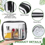 Weewooday 12 Pieces Clear Makeup Bags Cosmetic Storage Bags PVC Zipper Pouches Travel Waterproof Makeup Plastic Case for Women Organizing Toiletries Traveling Bathroom(Medium,Dark Black)