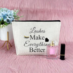 Sfodiary Lashes Girl Gifts Lash Artist Gifts Eyelash Makeup Bag Beautician Present for Women Cosmetic Bag Birthday Christmas Thanksgiving Thank You for Makeup Artist Travel Cosmetic Pouch