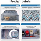 BOYATU Travel Makeup Bag for Women: Western Boho Make up Bag Set of 3 - Large Capacity Vegan Leather Cosmetic Bag - Waterproof Toiletry Bag with Compartments & Handle & Divider(J-4-Blue)