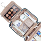 NISHEL Travel Toiletry Bag for Women Large Capacity, Makeup Essentials Organizer, Hanging Case for Accessories, Cosmetics, Lake-Blue
