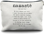 Nogrit yoga gifts for women,yoga gifts for yoga instructor, unique yoga gifts for yoga teacher Yoga Makeup Bag, Namaste Meaning Mindfulness Makeup Travel Toiletry Bag,Gifts for Yoga Lovers