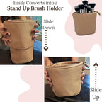 JAZD Convertible Travel Makeup Brush Bag, Stand-Up Brush Holder Pouch For Easy Access, Cosmetic Case Organizer (BLACK)